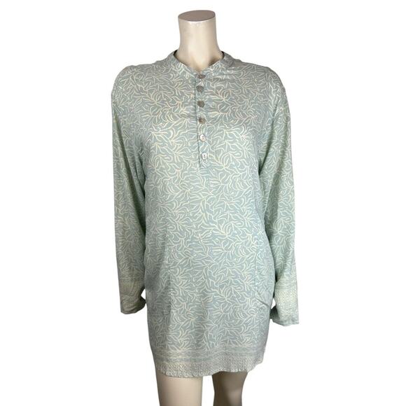Natalie Martin Long Sleeve Printed Tunic Size XS Button Popover Green Pockets - Picture 1 of 11